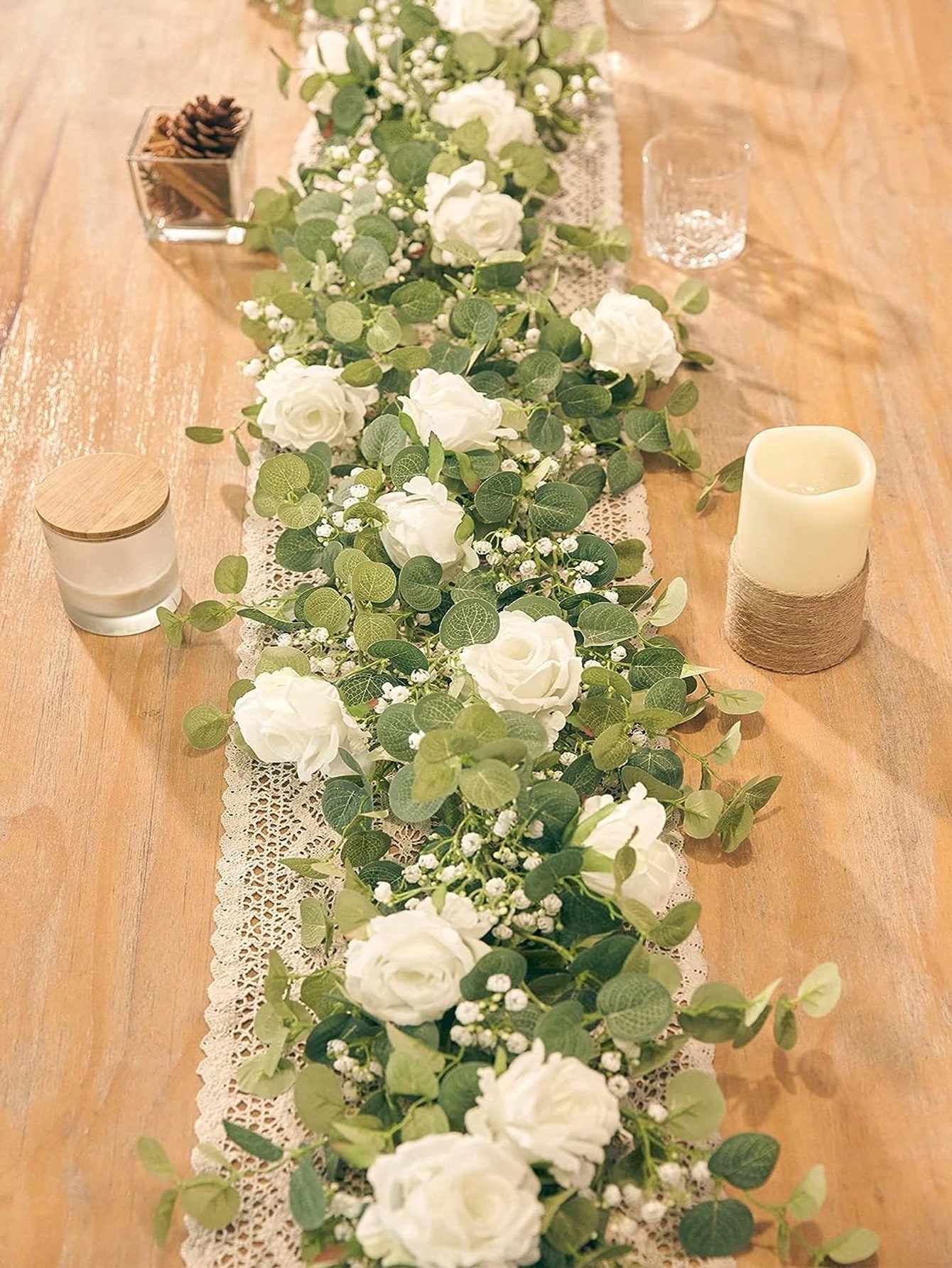 Eucalyptus Preserved - 1pc 5.9FT Artificiale Eucalipto Vite Fiori